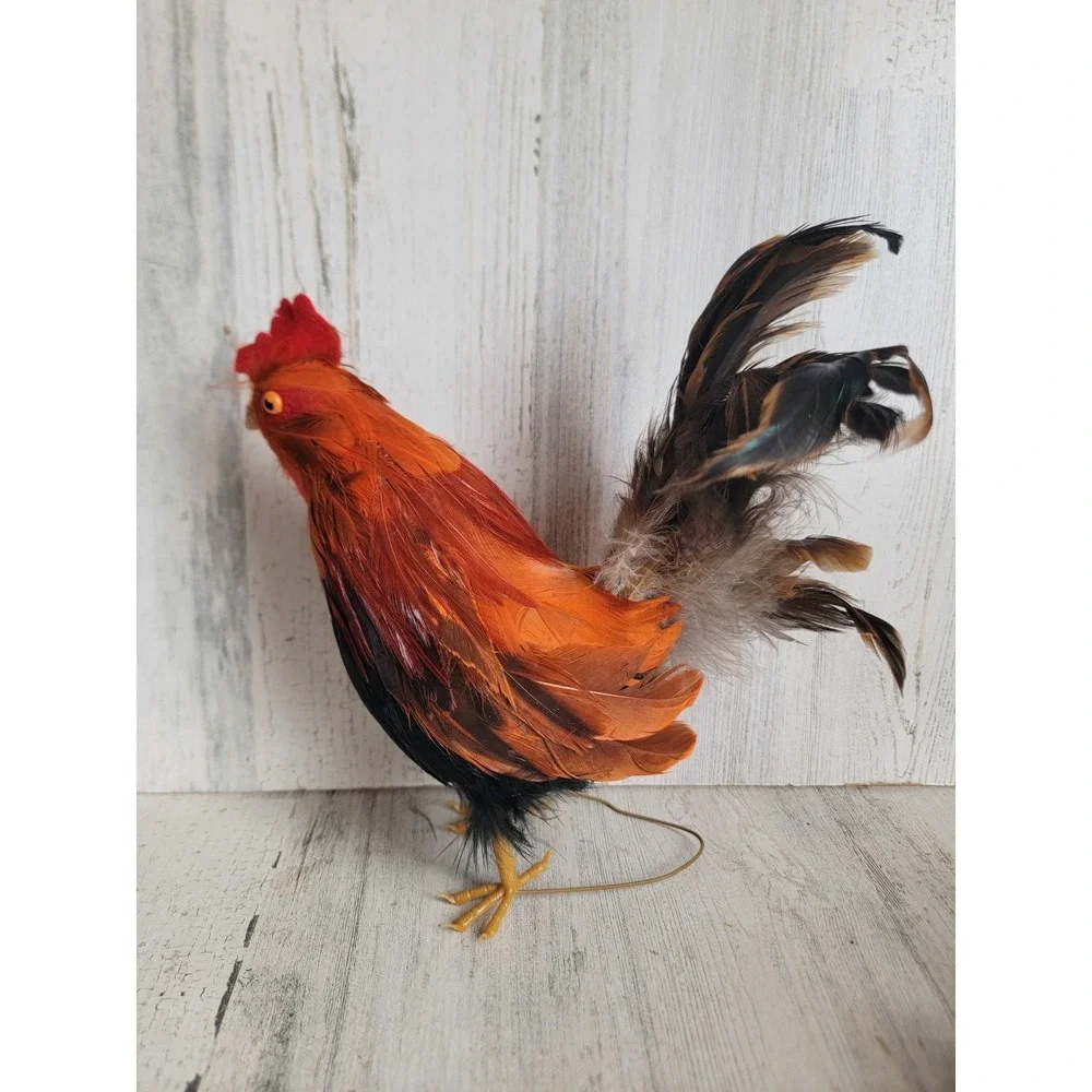 Realistic faux hen rooster feather unique vintage farm home decor